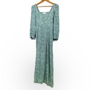 & other stories polka dot square neck midi dress with slit